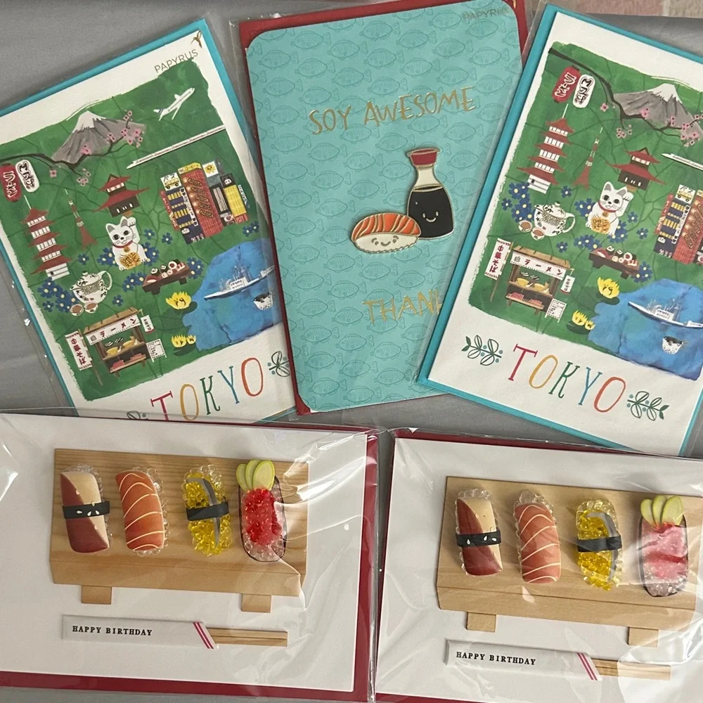 Papyrus Asian Inspired Greeting Cards bundle of 5 greeting cards